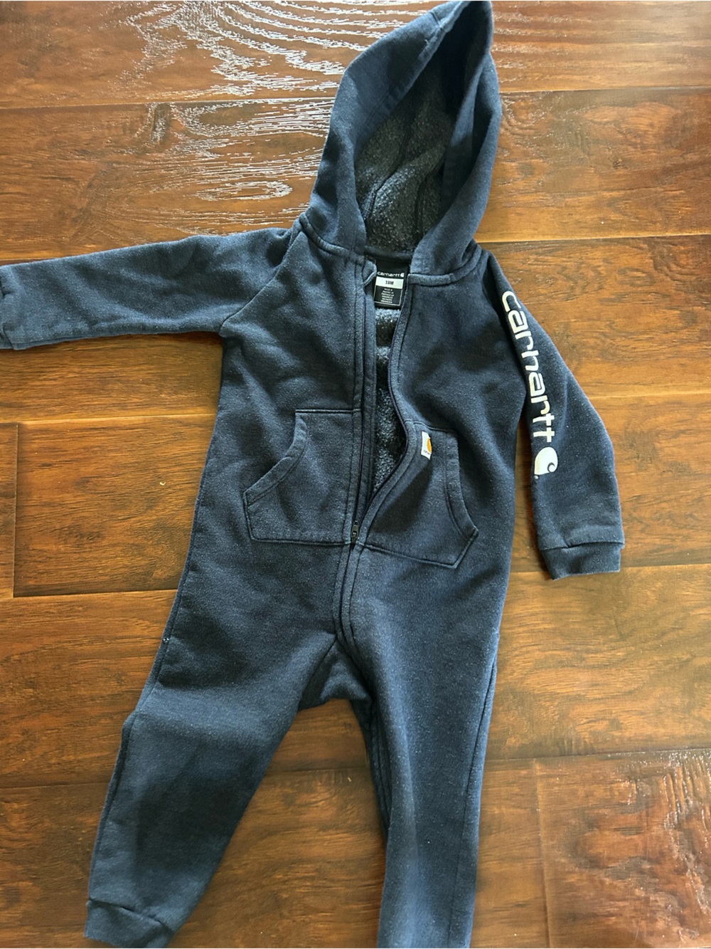 Carhartt Black Zip-Up Hoodie with Logo Sleeve